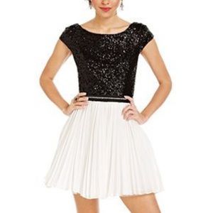 Trixxi Dress Black and White Sequins Rhinestones
